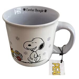 EASTER BEAGLE Peanuts Easter Snoopy & Woodstock 21 oz Ceramic Mug Purple Flowers